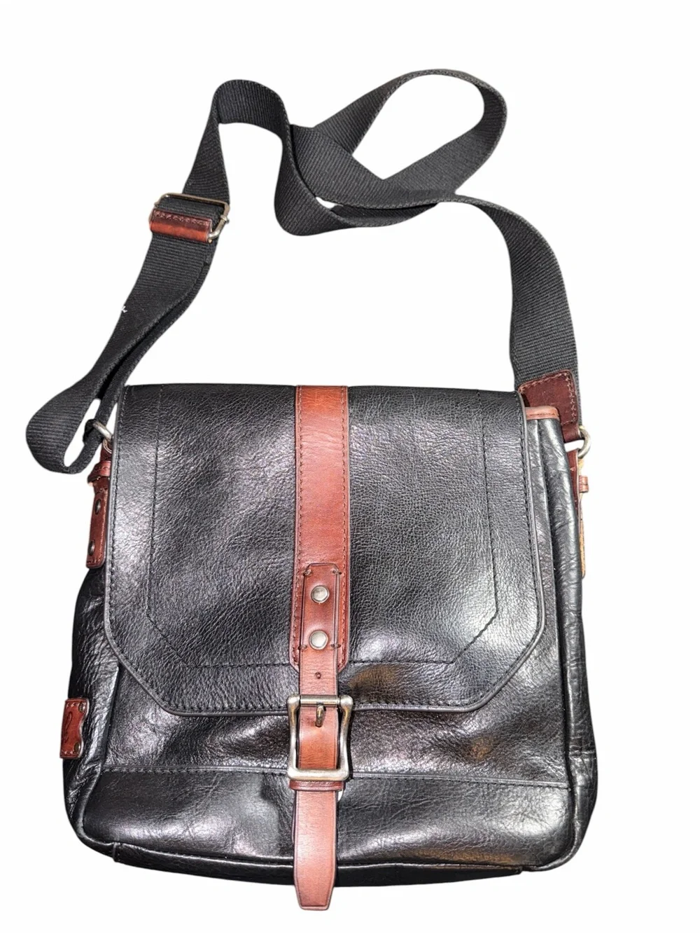 Patricia Nash Black Crossbody Bag with Brown Trim